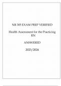 NR 305 EXAM PREP VERIFIED Health Assessment for the Practicing RN  (2023-2024)