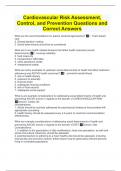 Cardiovascular Risk Assessment, Control, and Prevention Questions and Correct Answers