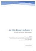 Notes de cours Biologie Cellulaire (BIO201) : La cellule sa structure et ses fonctions