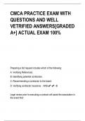 CMCA PRACTICE EXAM WITH  QUESTIONS AND WELL  VETRIFIED ANSWERS[GRADED  A+] ACTUAL EXAM 100%