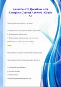 Annuities CE Questions with  Complete Correct Answers | Grade  A+