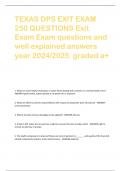 TEXAS DPS EXIT EXAM 250 QUESTIONS Exit  Exam Exam questions and  well explained answers  year 2024/2025 graded a+