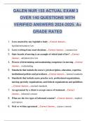 NUR155 / NUR 155 Foundations of Nursing - Galen ACTUAL EXAM 3 OVER 140 QUESTIONS WITH VERIFIED ANSWERS . A+ GRADE RATED