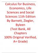 Test Bank For Calculus for Business, Economics, Life Sciences and Social Sciences 11th Edition By Barnett, Ziegler, Byleen