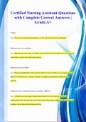 Certified Nursing Assistant Questions  with Complete Correct Answers |  Grade A+