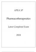 APEA 3P Pharmacotherapeutics Latest Completed Exam 2024.