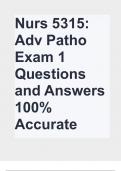 Nurs 5315: Adv Patho Exam 1 Questions and Answers 100% Accurate