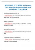 NR577 (NR 577) WEEK 4 | Primary Care Management of Adolescents and Adults Exam Guide