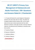 NR 577 (NR577) Final Exam | Primary Care Management of Adolescents and Adults Final Exam | 100+ Questions and Answers Rated A+ | Chamberlain