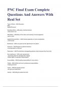 PNC Final Exam Complete Questions And Answers With Real Set