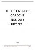 Life Orientation CAT Grade 12  Exam Notes (NB Points For Exam)