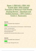 Exam 1: PRN1831 / PRN 1831 (Latest 2024 / 2025 Updates STUDY BUNDLE WITH COMPLETE SOLUTIONS) Principles of Maternal Child Health Nursing Reviews | Questions and Verified Answers | 100% Correct | Grade A - Rasmussen