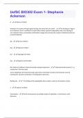 UofSC BIO302 Exam 1- Stephanie Ackerson Questions And Answers Graded A+