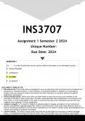 INS3707 Assignment 1 (ANSWERS) Semester 2 2024 - DISTINCTION GUARANTEED