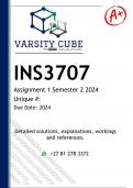 INS3707 Assignment 1 (DETAILED ANSWERS) Semester 2 2024 - DISTINCTION GUARANTEED 