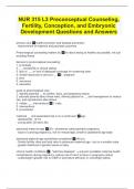 NUR 315 L3 Preconceptual Counseling, Fertility, Conception, and Embryonic Development Questions and Answers