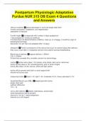 Postpartum Physiologic Adaptation Purdue NUR 315 OB Exam 4 Questions and Answers