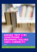 AWOAC TEST 2 RC (QUESTIONS + ANSWERS) SOLVED 100% CORRECT!!