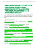 SARAH MICHELLE LIVE REVIEW EXAM 2024 ACTUAL 400+ QUESTIONS WITH ANSWERS VERIFIED BY EXPERTS 100% RATED HIGHSCORE 