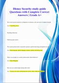 Disney Security study guide Questions with Complete Correct Answers | Grade A+