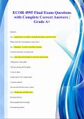 ECOR 4995 Final Exam Questions  with Complete Correct Answers |  Grade A+