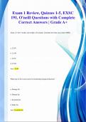 EXSC 191 O'Neill Exam 2 Questions  with Complete Correct Answers |  Grade A+