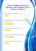 EXSC 221 Hager Final Exam  Questions with Complete Correct Answers | Grade A+