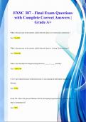 EXSC 387 - Final Exam Questions  with Complete Correct Answers |  Grade A+