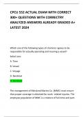 CPCU 552 ACTUAL EXAM WITH CORRECT 300+ QUESTIONS WITH CORRECTRY ANALYZED ANSWERS ALREADY GRADED A+ LATEST 2024   