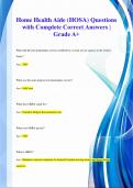 Home Health Aide (HOSA) Questions  with Complete Correct Answers |  Grade A+