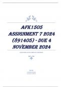 AFK1505 Assignment 7 2024 (891405) - DUE 4 November 2024