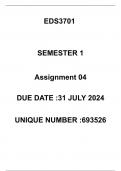 EDS3701 ASSIGNMENT 04 2024(COMPLETE ANSWERS ) (693526)-Educational Studies