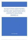 NC BLET State Exam Patrol Duties Unit Questions with Complete Solutions Graded A+