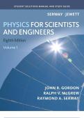 SOLUTIONS MANUAL STUDENT     AND STUDY GUIDE FOR SERWAY AND JEWETT’S   PH YSICS  FOR SCIENTISTS AND ENGINEERS  VOLUME ONE EIGHTH EDITION