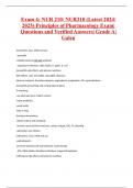 Exam 4: NUR 210/ NUR210 (Latest 2024/ 2025) Principles of Pharmacology Exam| Questions and Verified Answers| Grade A| Galen