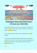 Washington State, Real Estate Exam/ 219 Qs & Ans/ 2024-2025. 