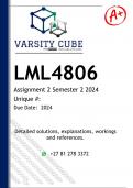 LML4806 Assignment 2 (DETAILED ANSWERS) Semester 2 2024 - DISTINCTION GUARANTEED