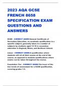 2023 AQA GCSE  FRENCH 8658  SPECIFICATION EXAM  QUESTIONS AND  ANSWERS 