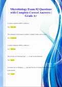 Microbiology Exam #2 Questions  with Complete Correct Answers |  Grade A+