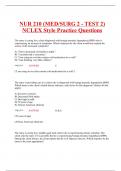 NUR 210 (MED/SURG 2 - TEST 2) NCLEX Style Practice Questions