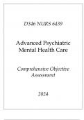 (WGU D345) NURS 6439 Advanced Psychiatric Mental Health Care of Adults Comprehensive OA 2024.