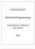 (WGU D288) ITSW 3175 Back-End Programming Comprehensive OA 2024.