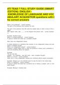 ATI TEAS 7 FULL STUDY GUIDE (SMART EDITION): ENGLISH - KNOWLEDGE OF LANGUAGE AND VOCABULARY ACQUISITION questions with the correct answers