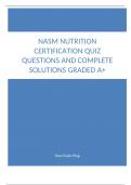 NASM Nutrition Certification Quiz Questions and Complete Solutions Graded A+