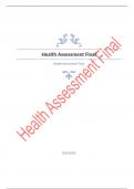 Health Assessment Final Question and answers 100% correct 