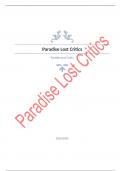 Paradise Lost Critics Questions with complete solution 