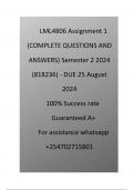 LML4806 Assignment 1 (COMPLETE QUESTIONS AND ANSWERS) Semester 2 2024 (818236) - DUE 25 August 2024