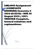 LML4806 Assignment 1 (COMPLETE ANSWERS) Semester 2 2024 (818236) - DUE 25 August 2024 ; 100% TRUSTED Complete, trusted solutions and explanations.