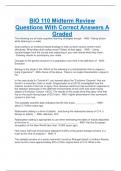 BIO 110 Midterm Review Questions With Correct Answers A Graded