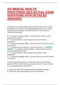 ATI MENTAL HEALTH  PROCTORED 2023 ACTUAL EXAM  QUESTIONS WITH DETAILED  ANSWERS 